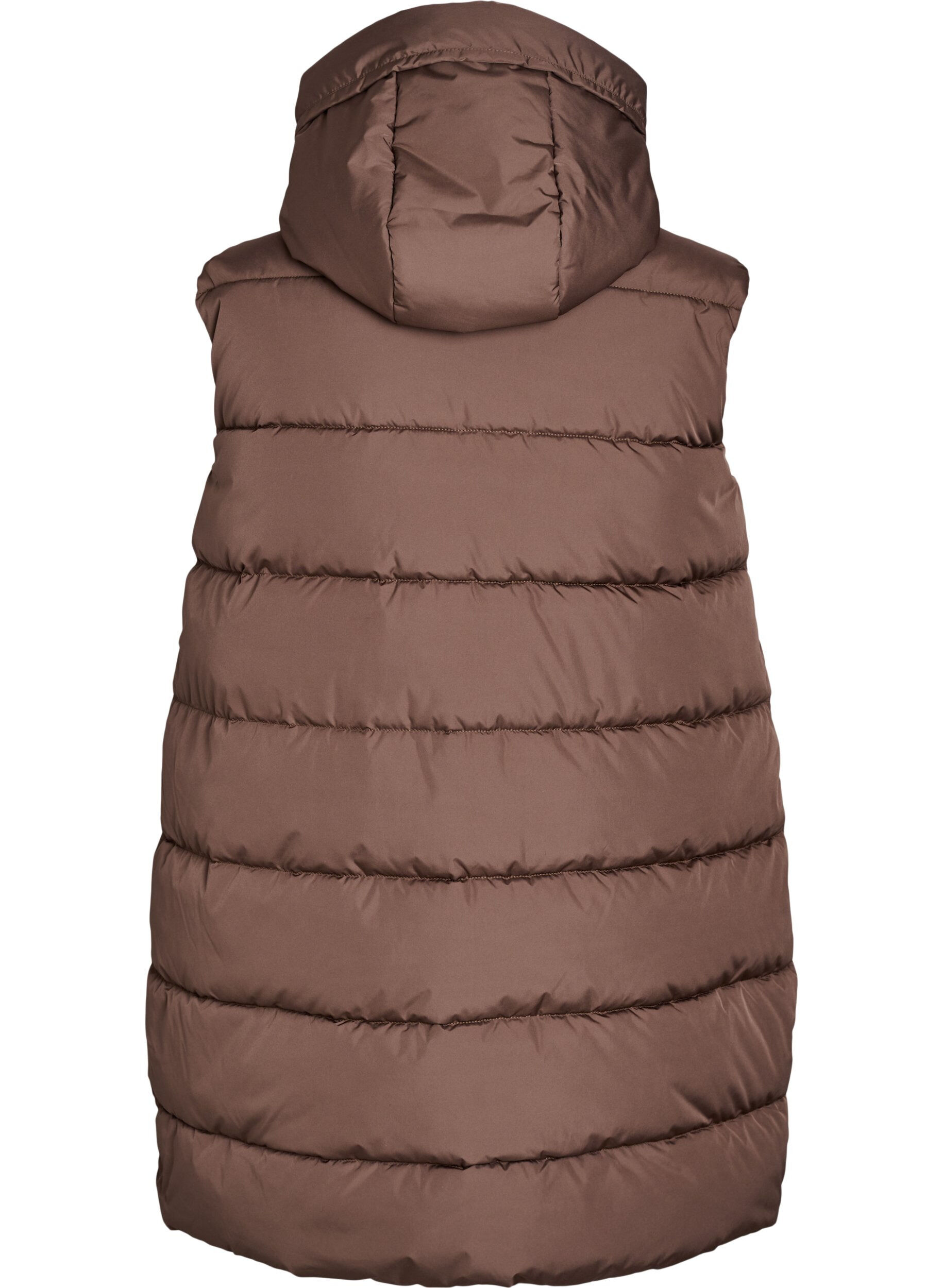 ZizziLange vest met capuchon en zakken, Bruin, Packshot image number 1