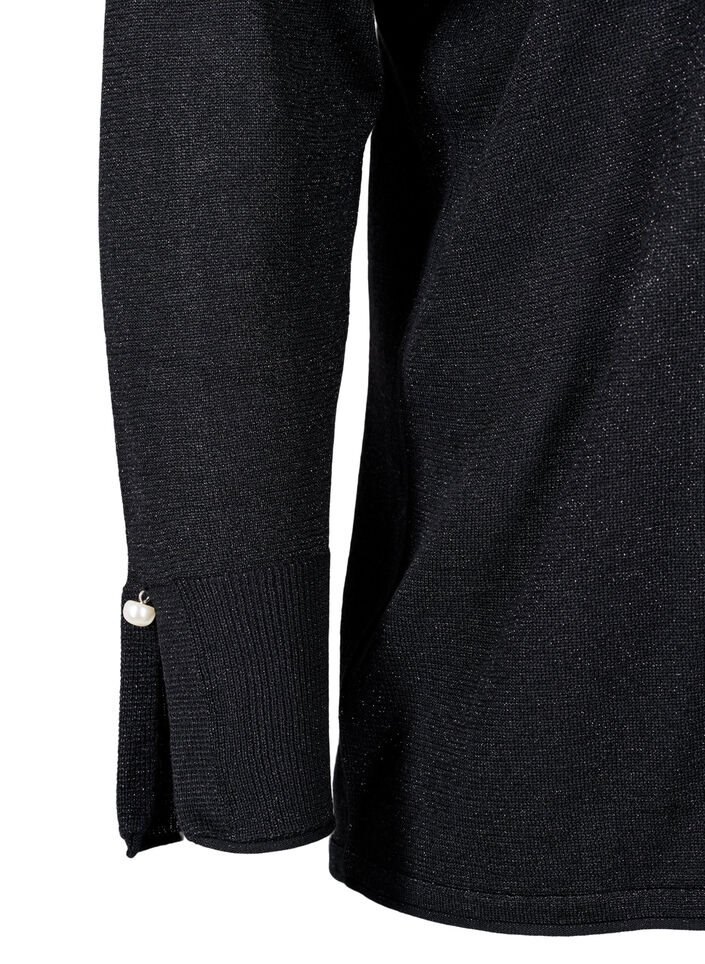 Gebreide blouse van viscose met glitter, Black w. DTM Lurex, Packshot image number 3