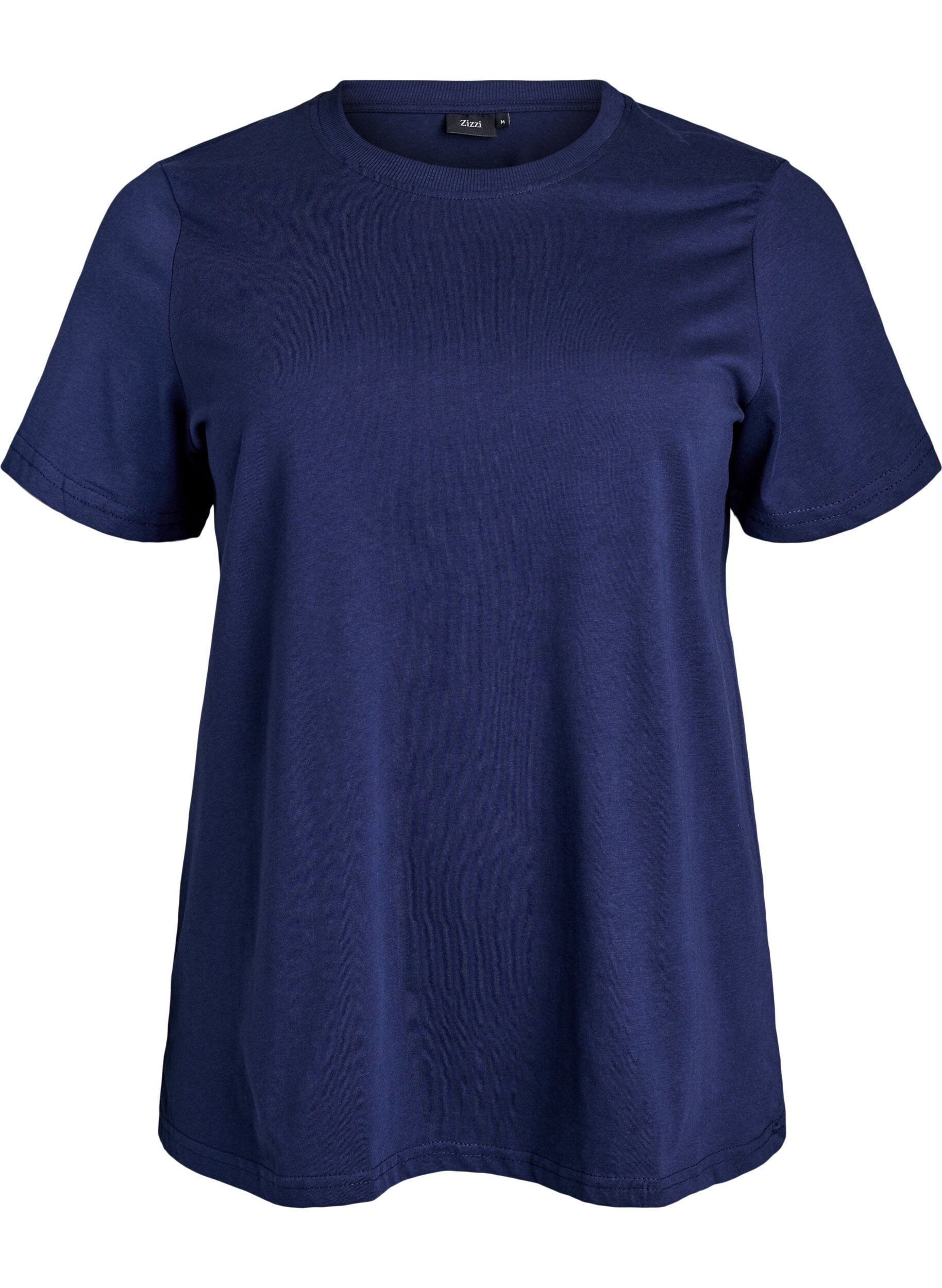 Zizzi Basic katoenen T-shirt met ronde hals, Blauw, Packshot image number 0