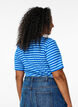 Gestreept T-shirt met geribbelde textuur, Blauw, Model image number 2