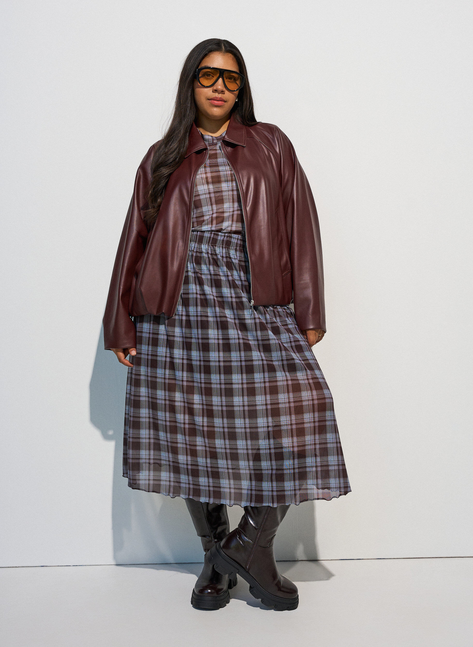 Gecontroleerde mesh midi-rok, Blauw, Model