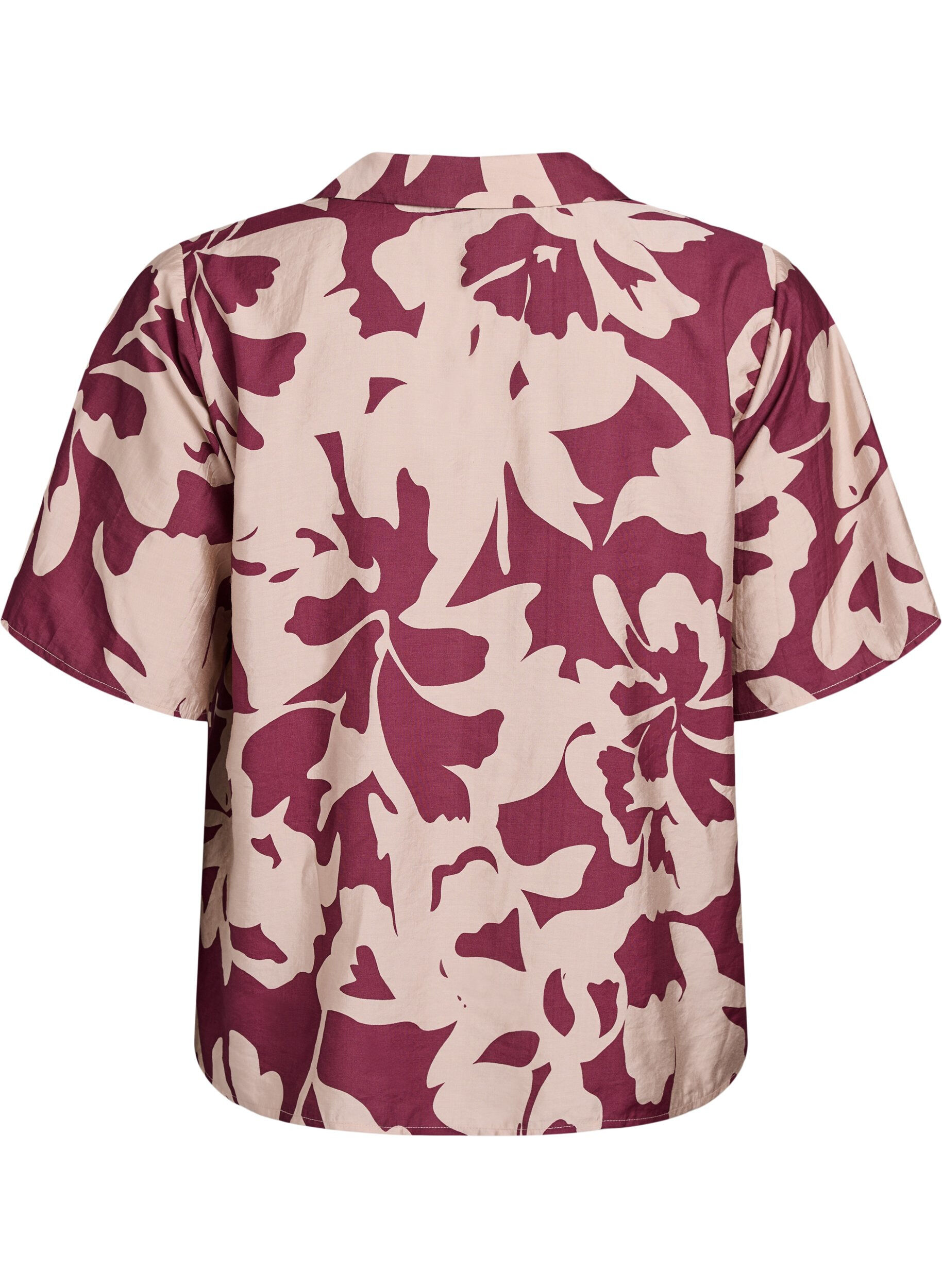 Zizzi Shirt blouse met print en V-hals, Rood, Packshot image number 1