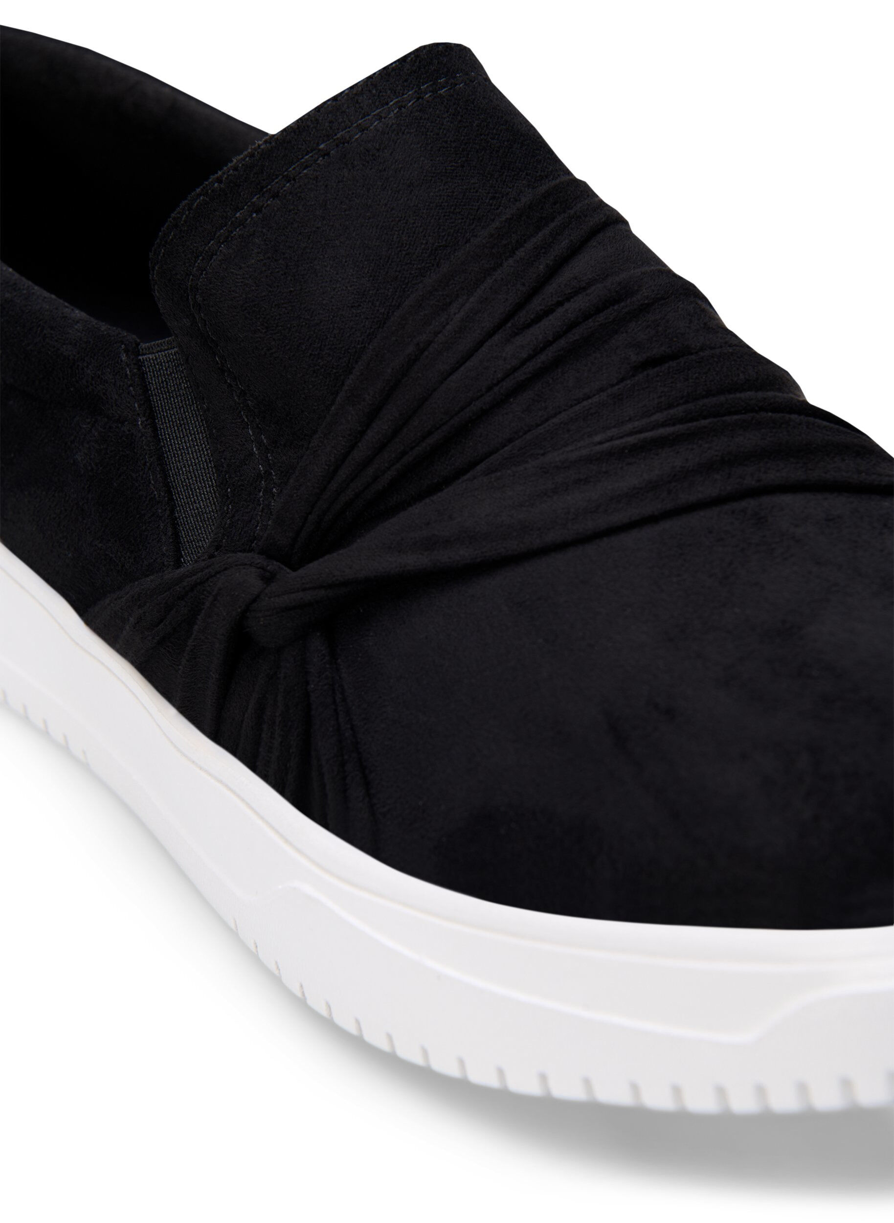 Zizzi Brede slip-on-pasvorm met knoopdetail, Zwart, Packshot image number 3