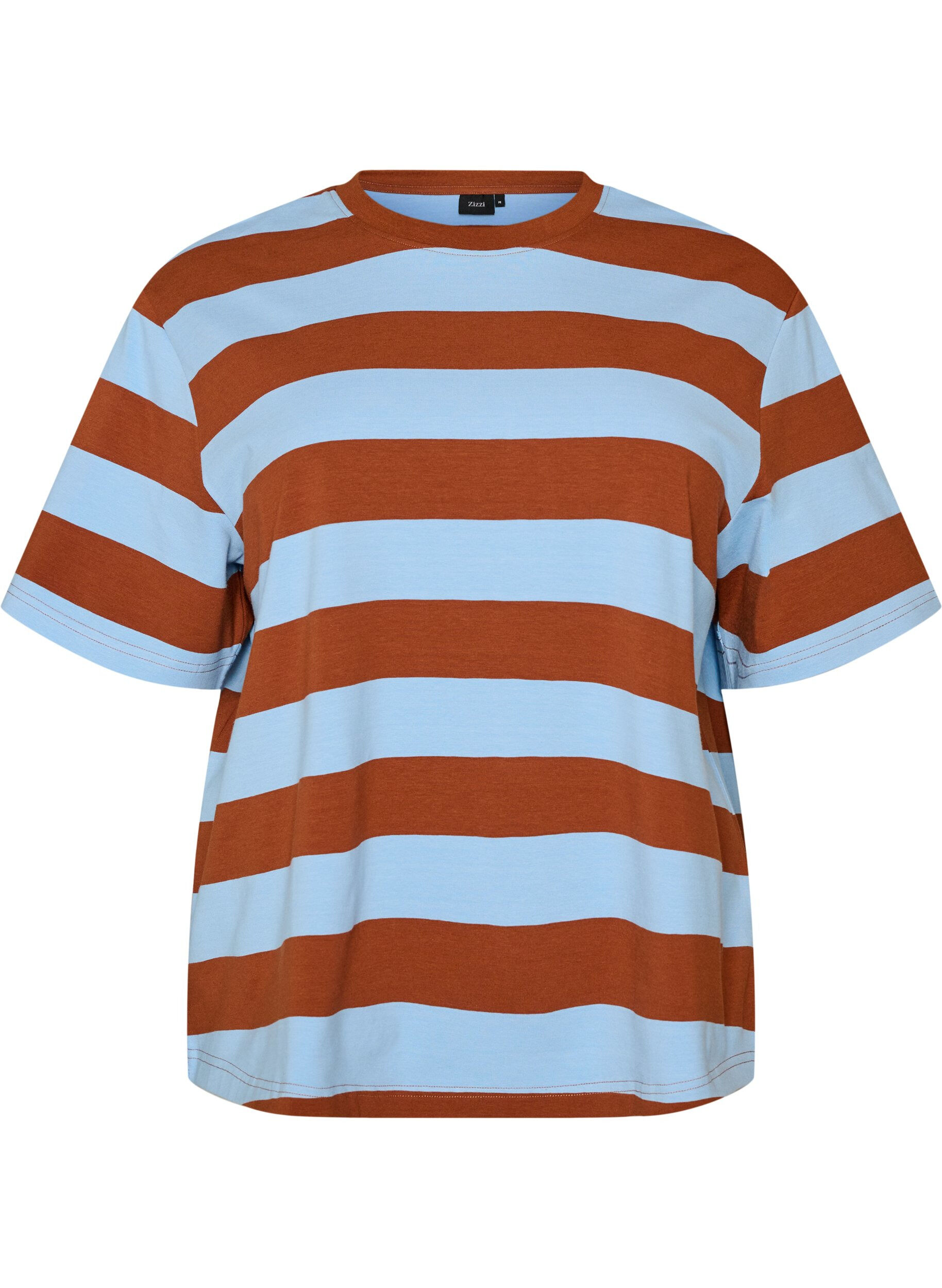 ZizziOversized T-shirt met strepen en 1/2 mouwen, Blauw, Packshot image number 0