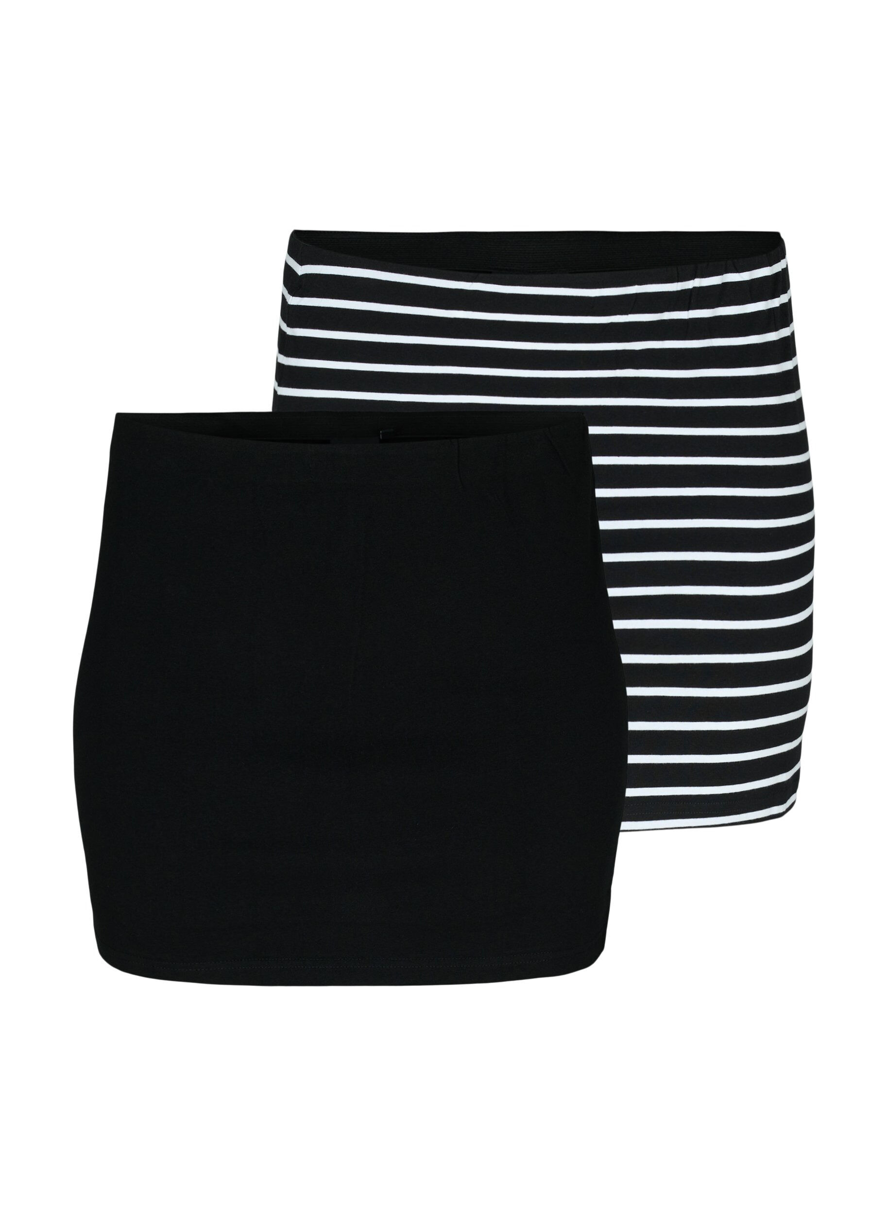 Zizzi 2-pack tops verlenger, Black/Black Stripe, Packshot image number 0