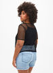 Mesh blouse met korte mouwen, Black, Model image number 1