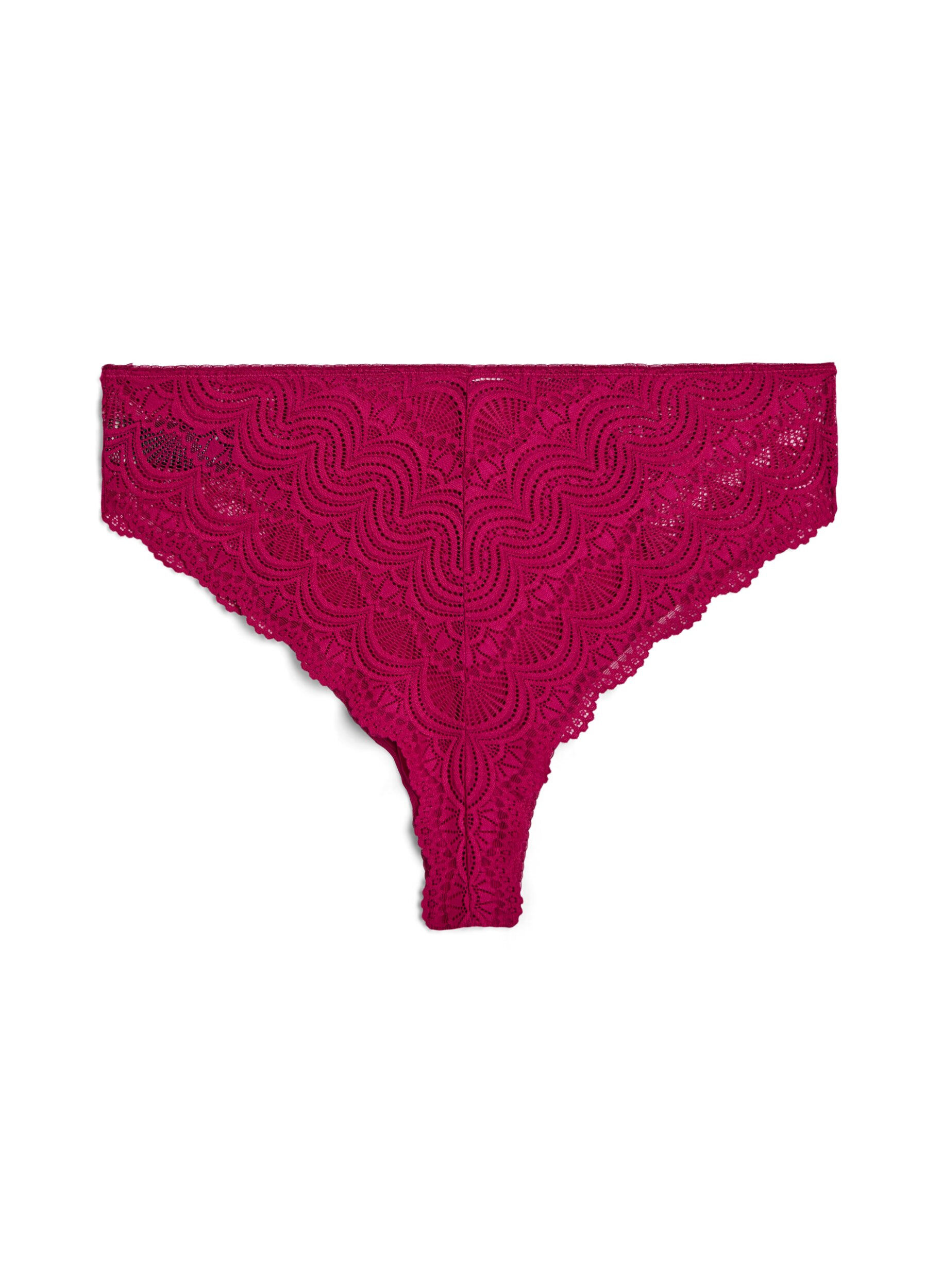 Zizzi Microfiber Braziliaanse slip met kanten details, Boysenberry, Packshot image number 1