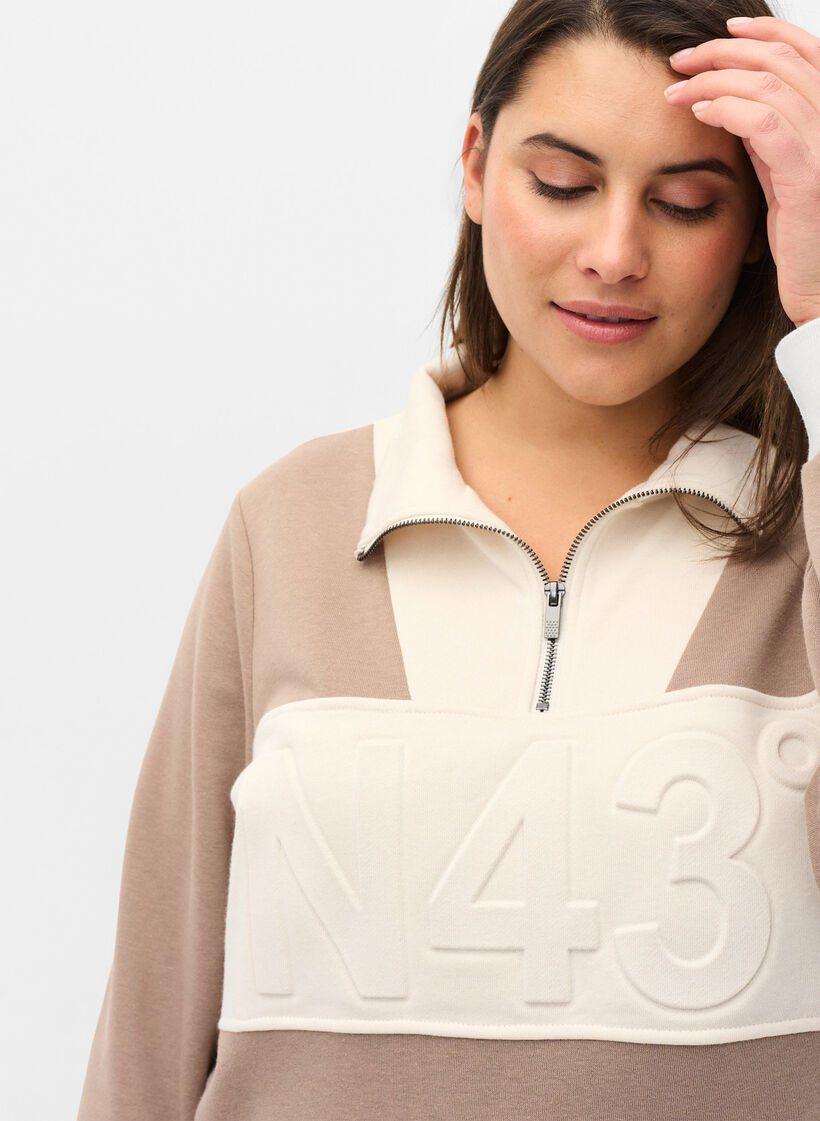 Sweatshirt met colorblock, Timber Wolf/Birch, Model image number 2