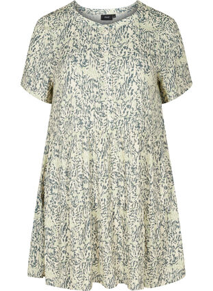 Viscose jurk met korte mouwen en a-lijn, Balsam Green AOP, Packshot image number 0