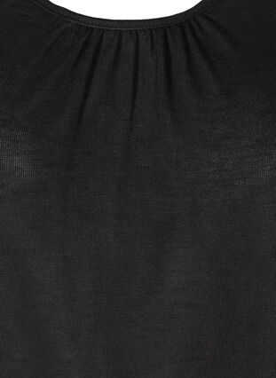 Effen top met kanten mouwen, Black, Packshot image number 2