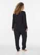 Viscose blouse met kanten afwerking en V-hals, Zwart, Model image number 2