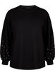 Solide gekleurde blouse met parels, Black, Packshot image number 0