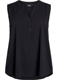 Mouwloze viscose blouse, Zwart
