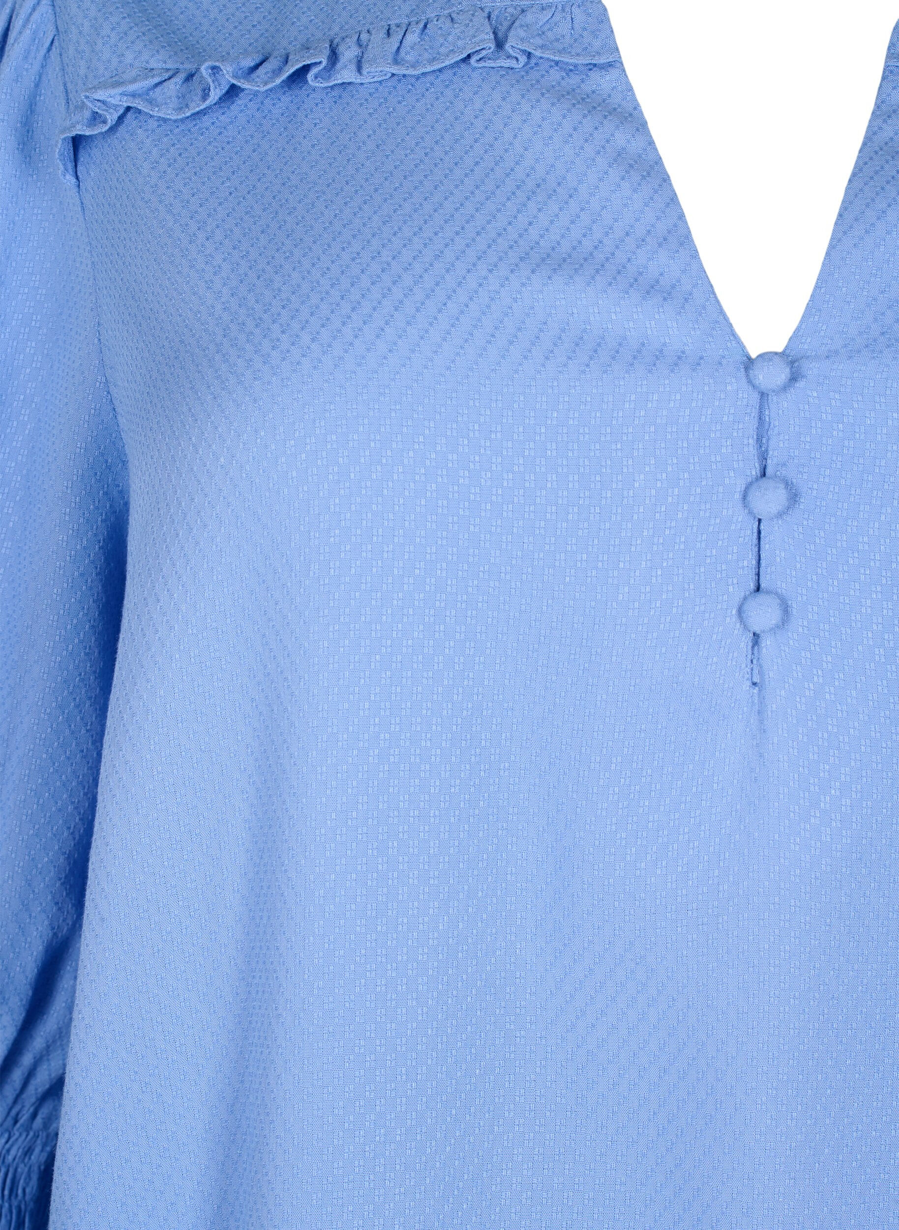 Zizzi Viscose blouse met smok en ruches, Cornflower Blue, Packshot image number 2
