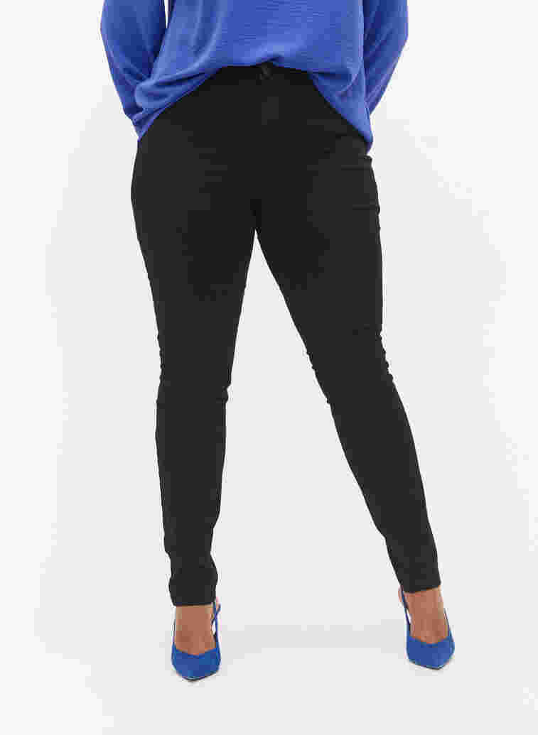 Extra slim fit Nille jeans met hoge taille, Black, Model image number 1