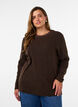 Gem&ecirc;leerde gebreide blouse met ronde hals, Bruin, Model image number 0