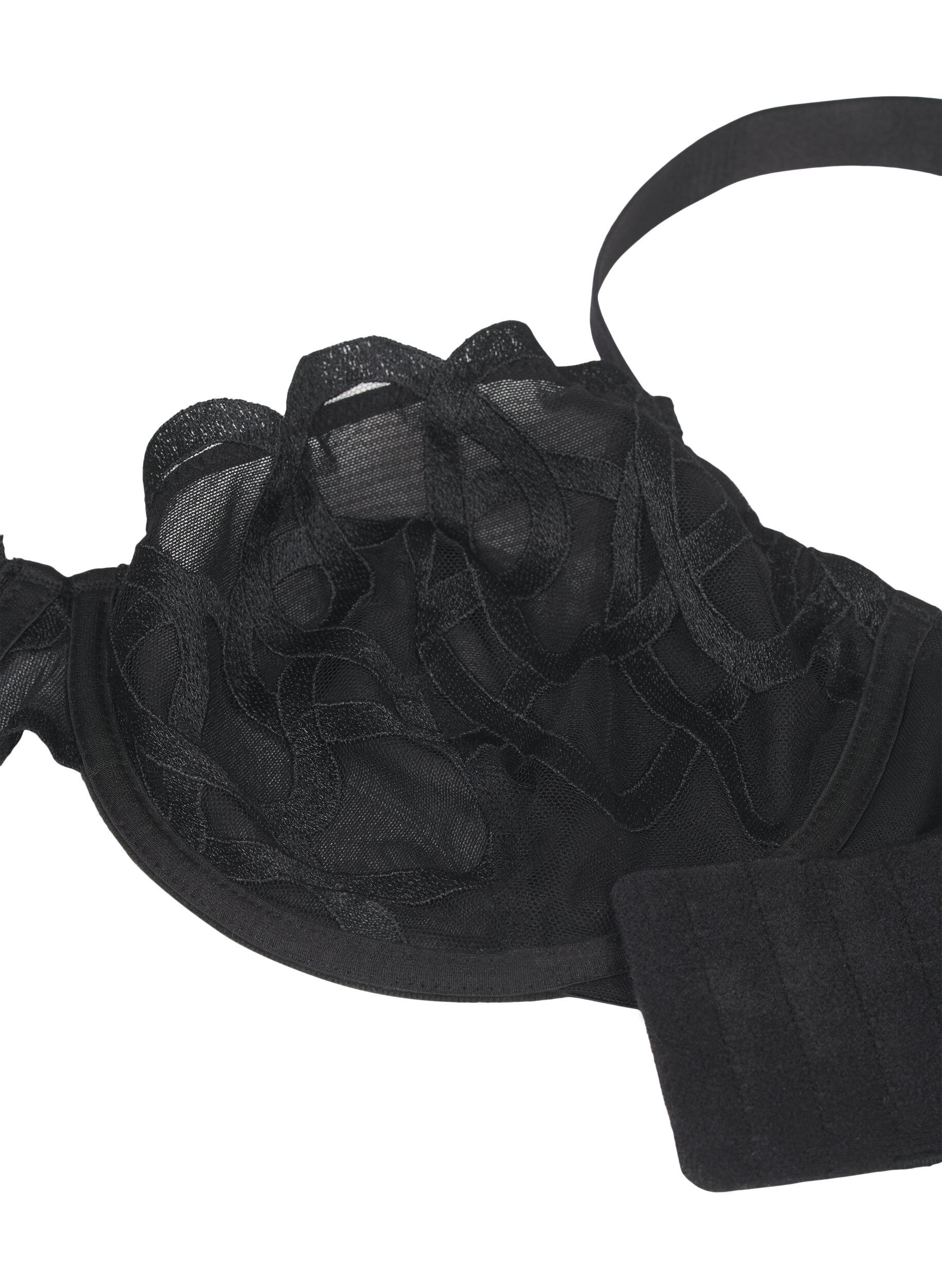 Zizzi Balconette bh met grafische kanten, Zwart, Packshot image number 3