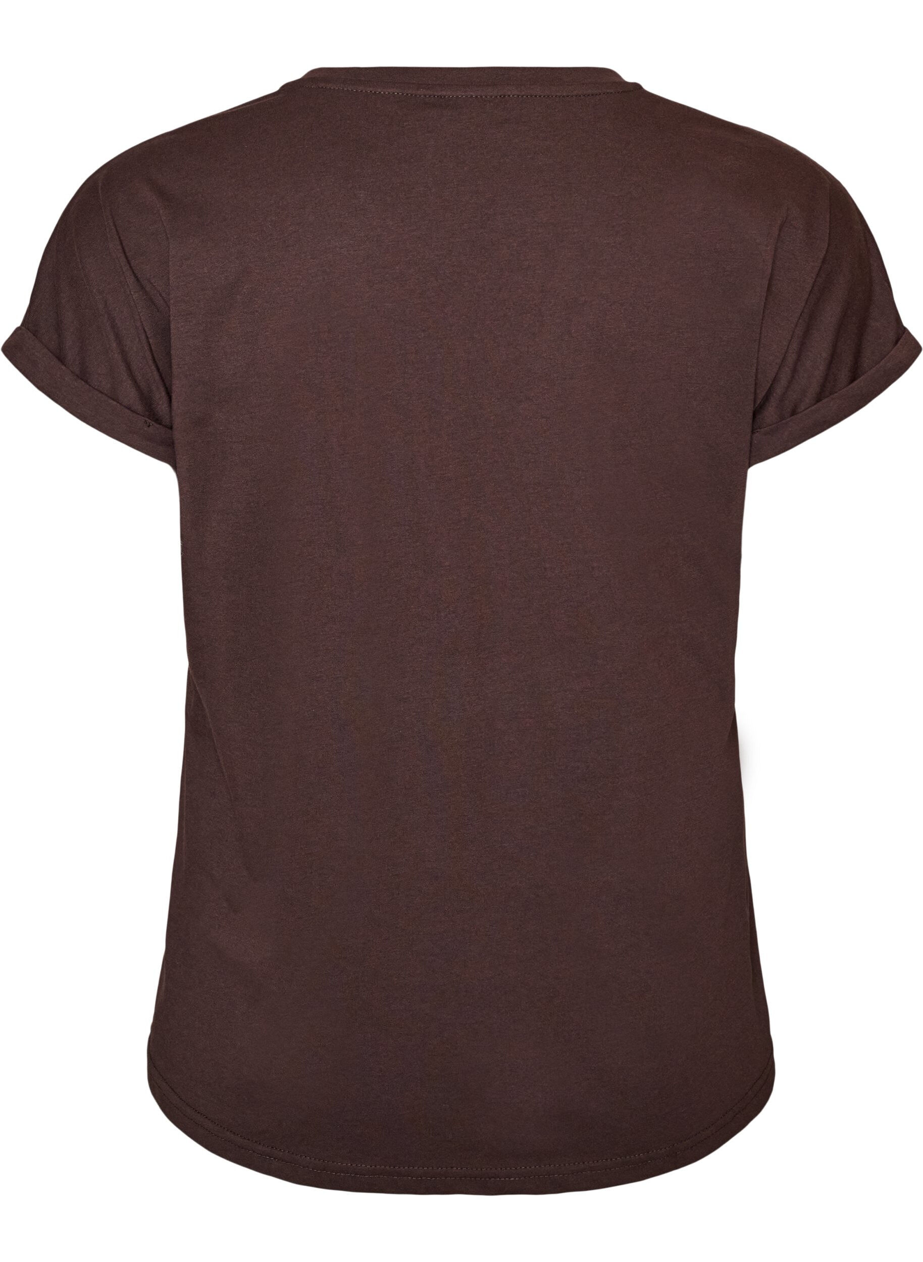ZizziT-shirt met decoratieve print aan de voorkant, Bruin, Packshot image number 1