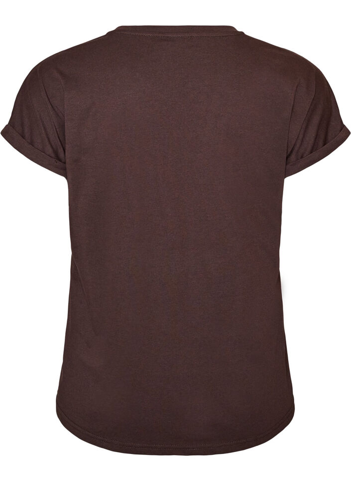 T-shirt met decoratieve print aan de voorkant, Bruin, Packshot image number 1