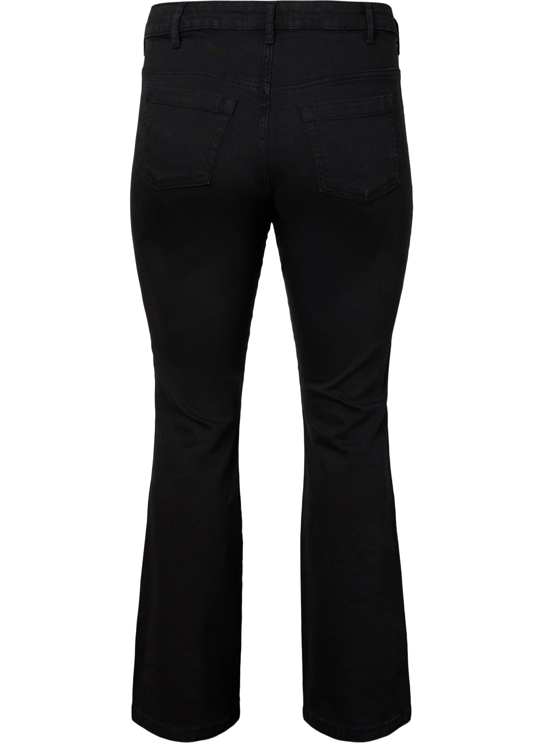 Zizzi Ellen bootcut jeans met hoge taille, Zwart, Packshot image number 1