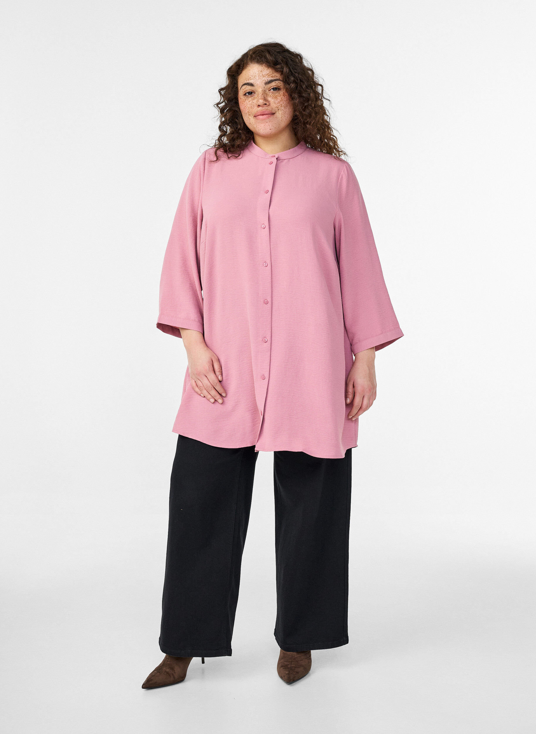 Zizzi Tuniek met 3/4 mouwen, Roze, Model image number 1