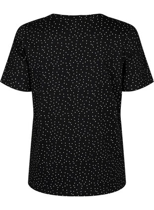 T-shirt van biologisch katoen met stippen	, Black w. White Dot, Packshot image number 1