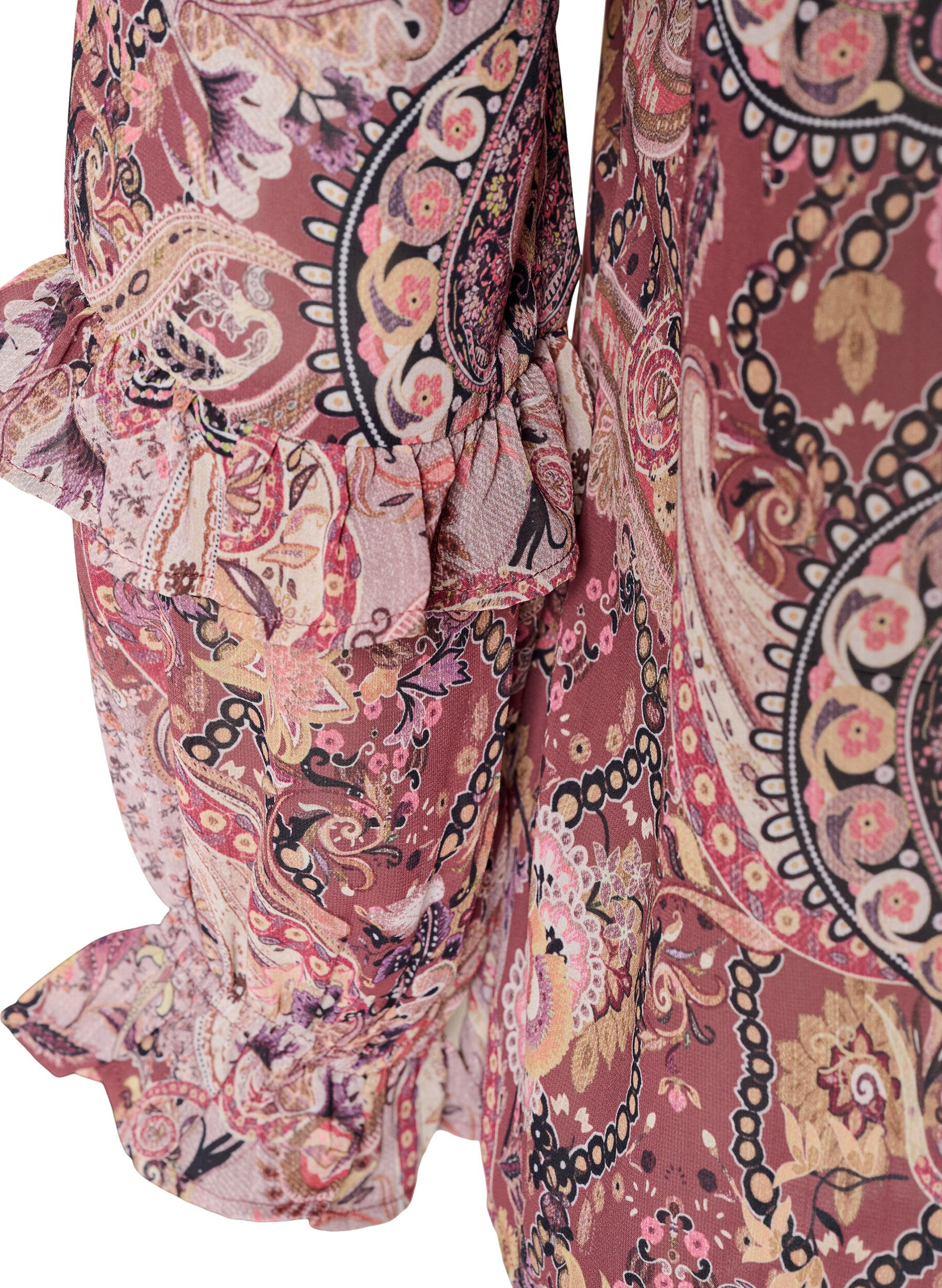 ZizziBlouse met paisleyprint en ruchesdetails, Paars, Packshot image number 3