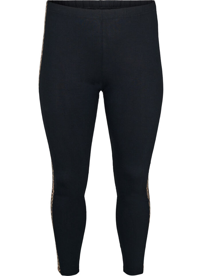Viscose legging met luipaardprint streep, Black W. Leo, Packshot image number 0