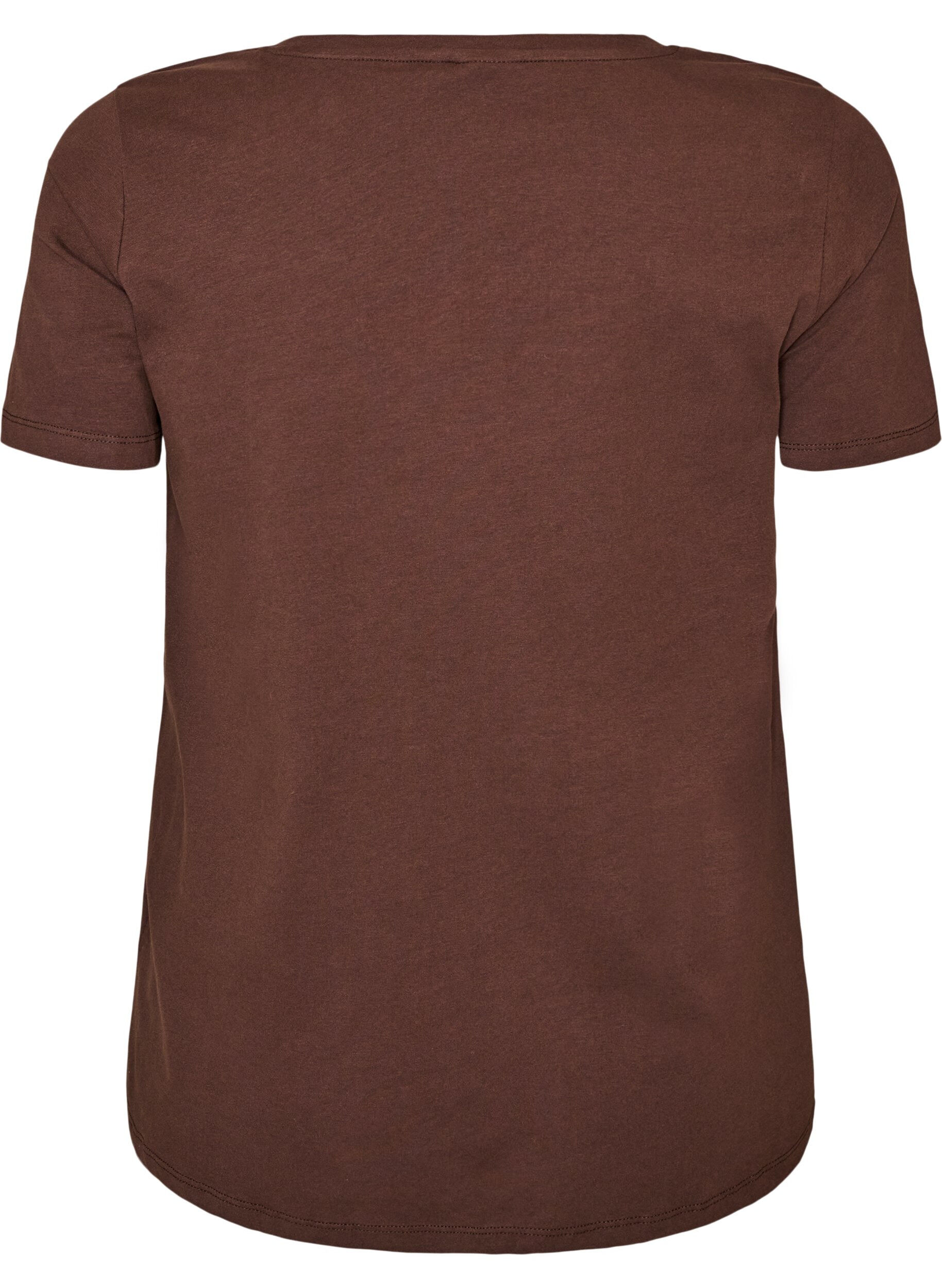 ZizziBasic t-shirt in effen kleur met katoen, Bruin, Packshot image number 1