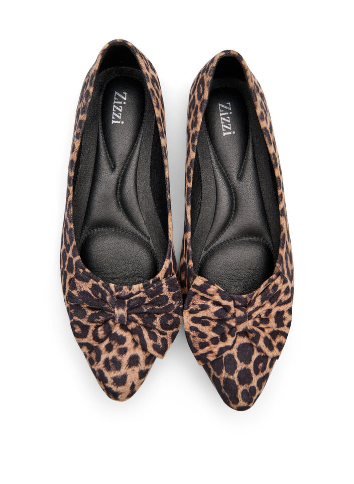 Wide fit - Ballerina pumps met een strik, Bruin, Packshot image number 2