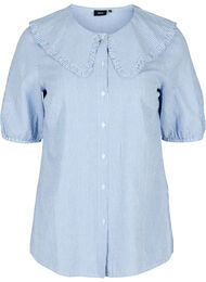 Gestreepte blouse met halflange mouwen, Blue Stripe