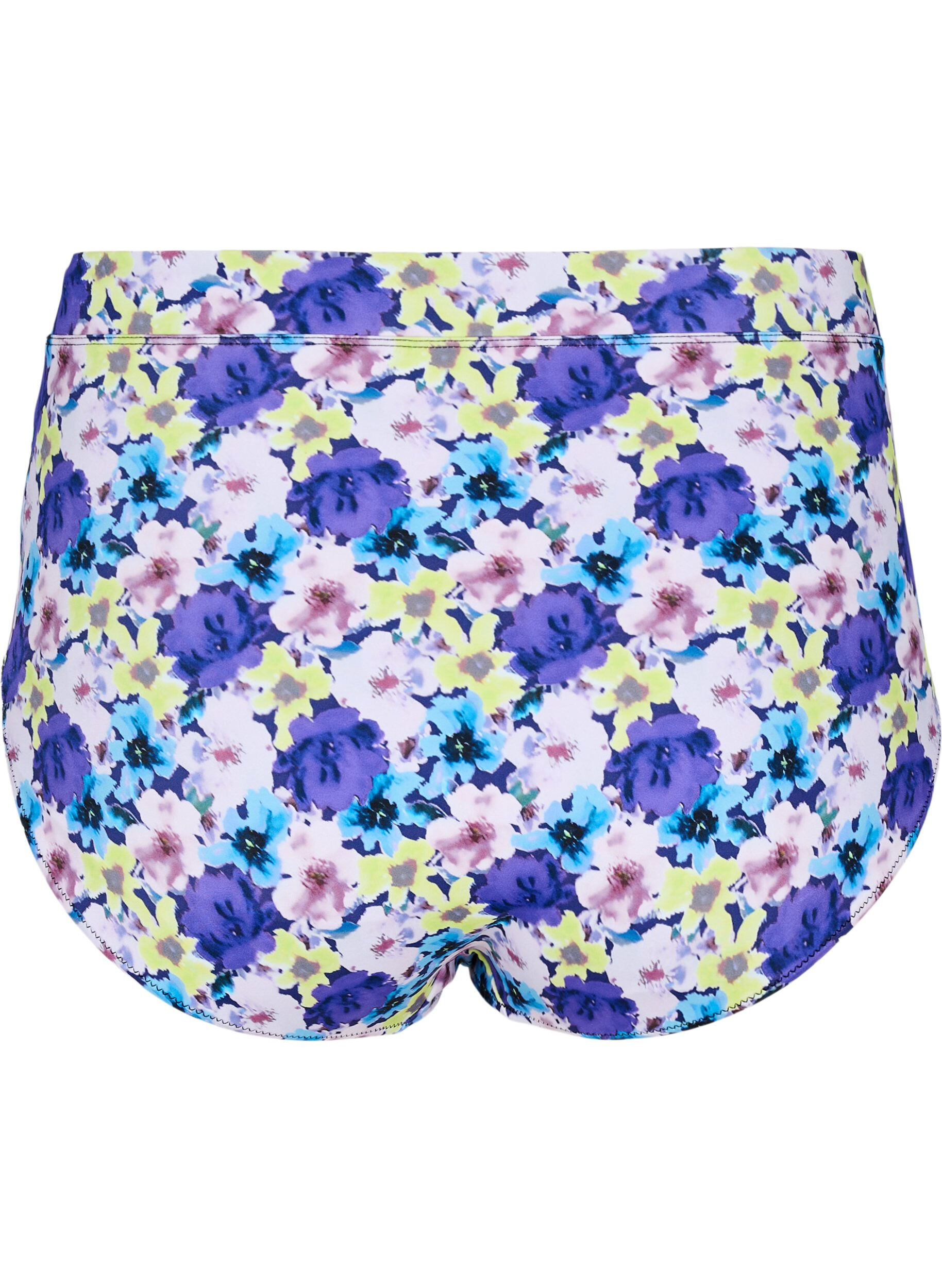 Zizzi Hoge taille bloemen bikinibroekje, Paars, Packshot image number 1