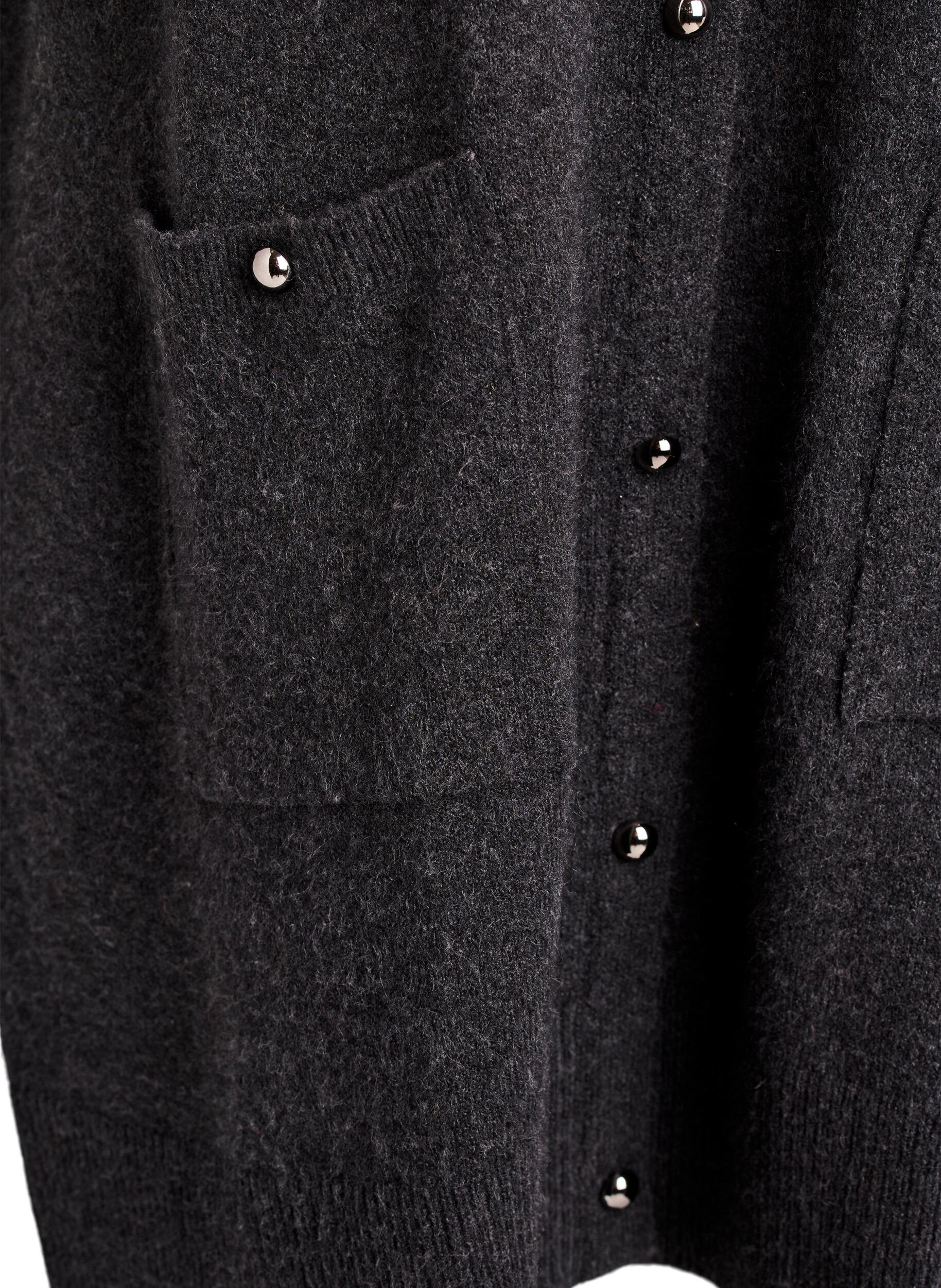 Zizzi Gebreide korte jurk met korte mouwen en bolknopen, Grijs, Packshot image number 3