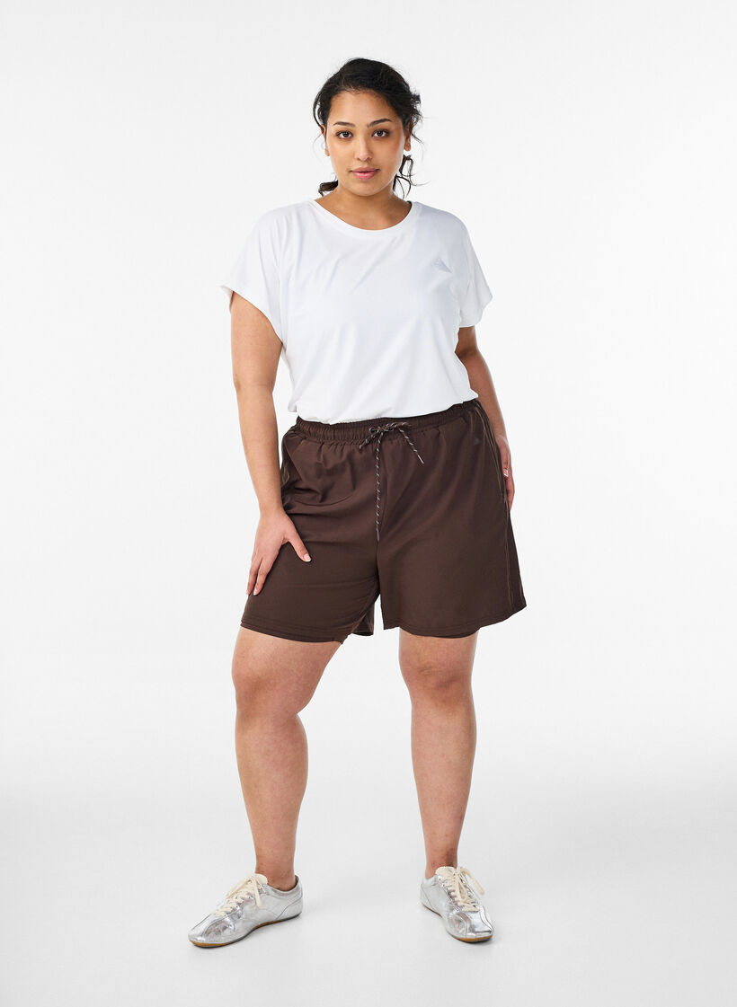 Trainingshort met binnenbroek en telefoonzakje, Bruin, Model image number 1