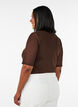 Mesh top met korte mouwen en ronde hals, Bruin, Model image number 2