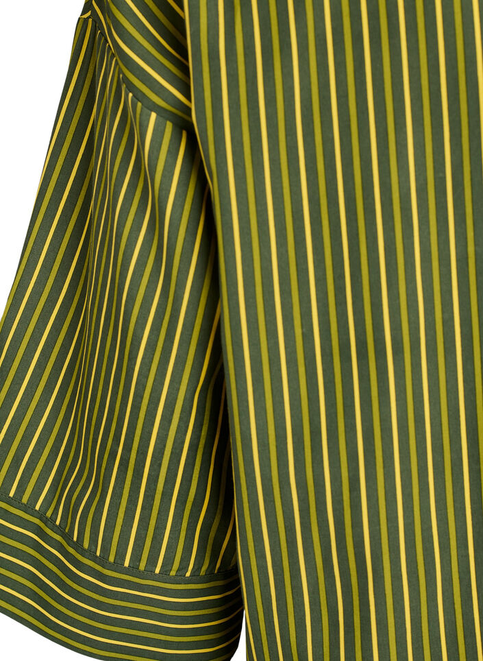 Losse gestreepte shirt met 3/4 mouwen, Groen, Packshot