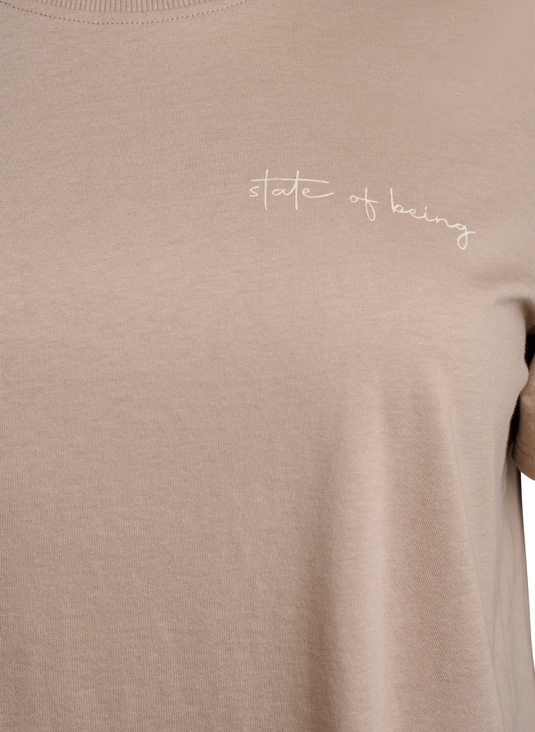 Zizzi T-shirt met tekstprint en ronde hals, Bruin, Packshot image number 2