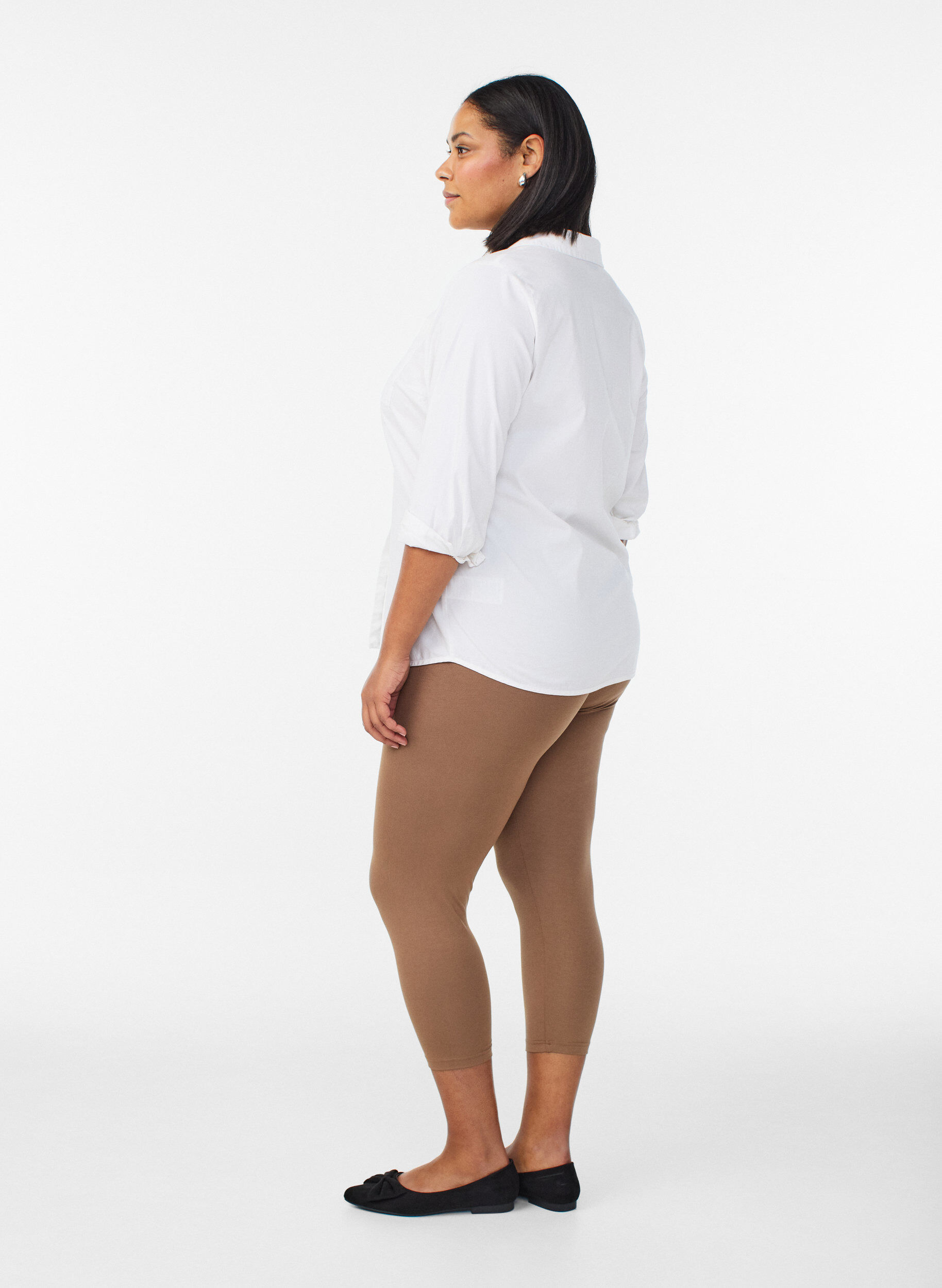 Zizzi Basic 3/4 legging in viscose, Bruin, Model image number 2