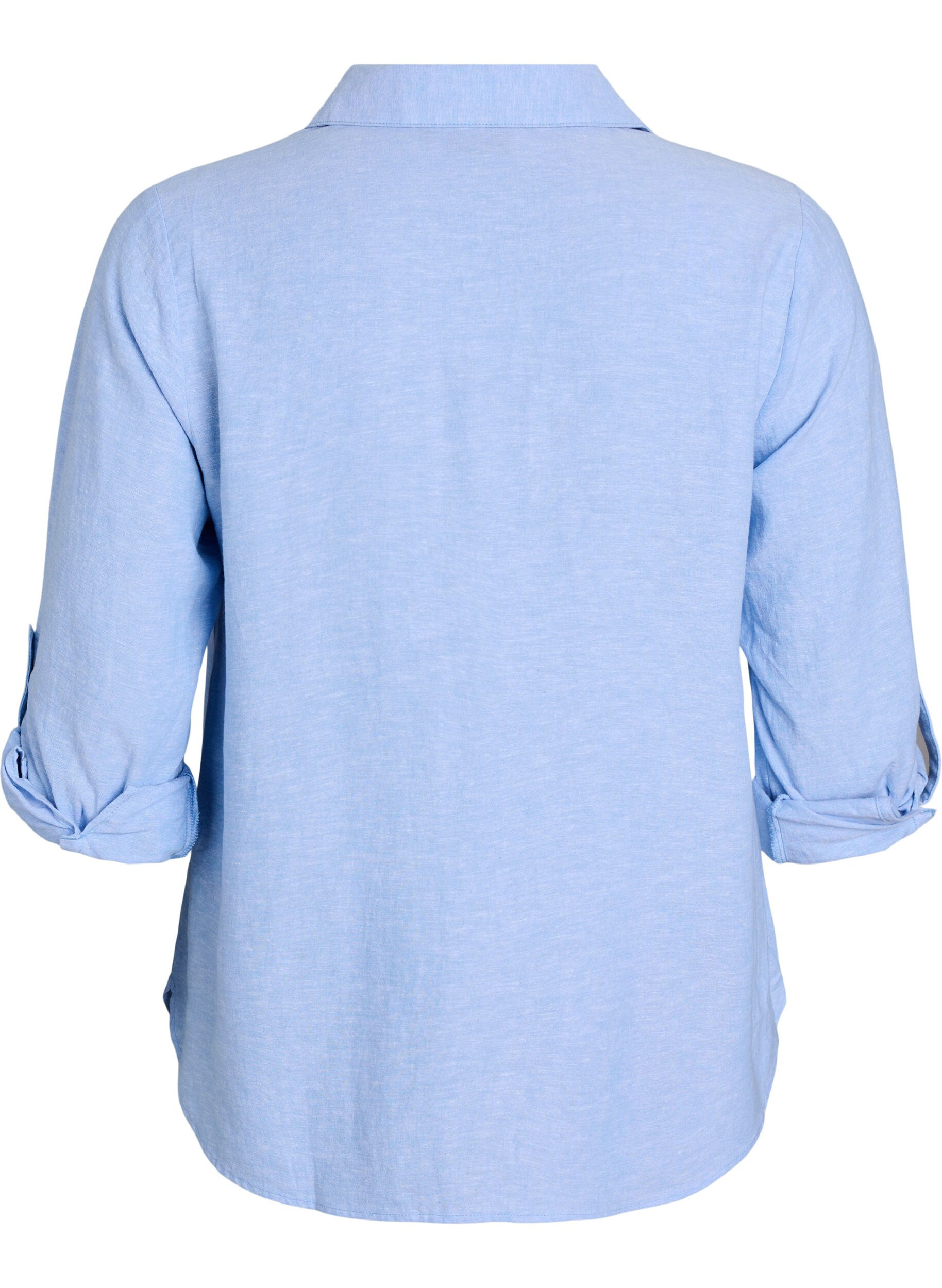 ZizziLinnen en viscose shirt met 3/4 mouwen, Blauw, Packshot image number 1