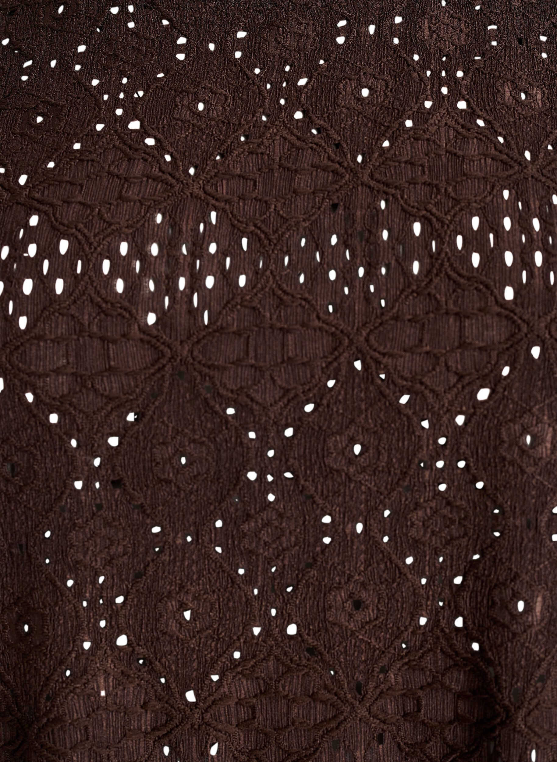 Zizzi Blouse met lange mouwen en opengewerkte borduursels, Bruin, Packshot image number 2