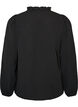 Blouse met V-hals en gehaakte sierband, Zwart, Packshot image number 1