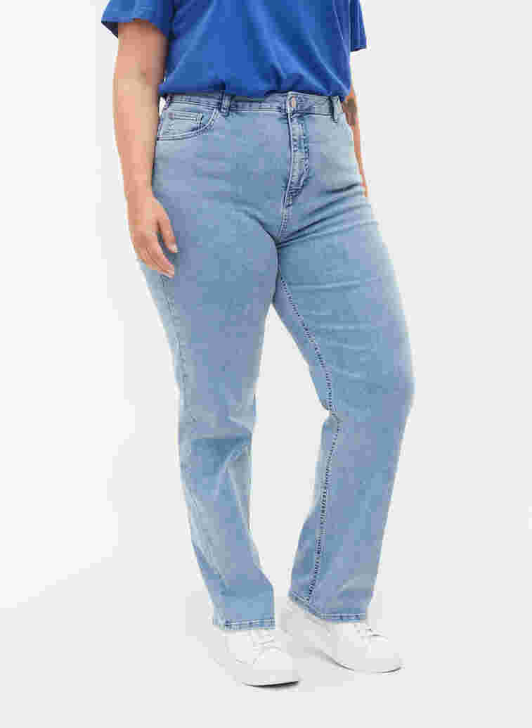 Megan jeans met extra hoge taille, Light blue, Model image number 2