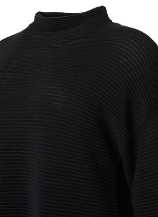Gestructureerde pullover met hoge hals, Black, Packshot image number 3