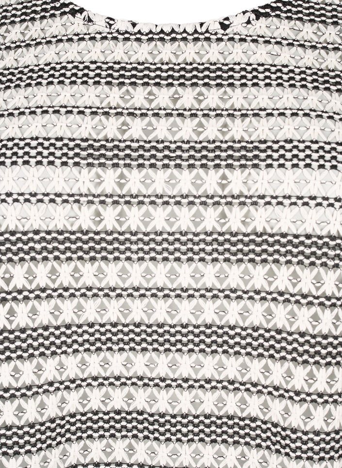Gehaakte blouse met 3/4 mouwen, Black White, Packshot image number 2