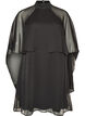 Chiffon jurk tot op de knie met doorschijnende cape, Zwart, Packshot image number 0