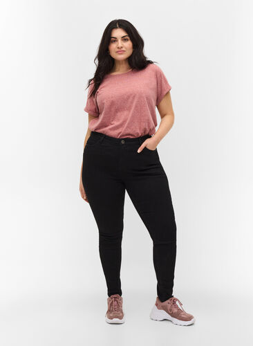 Super smalle Amy jeans met hoge taille, Black, Model image number 0