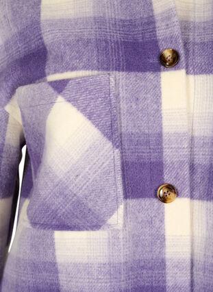 Geruit overhemd jasje met knopen en zakken, Purple Check, Packshot image number 2
