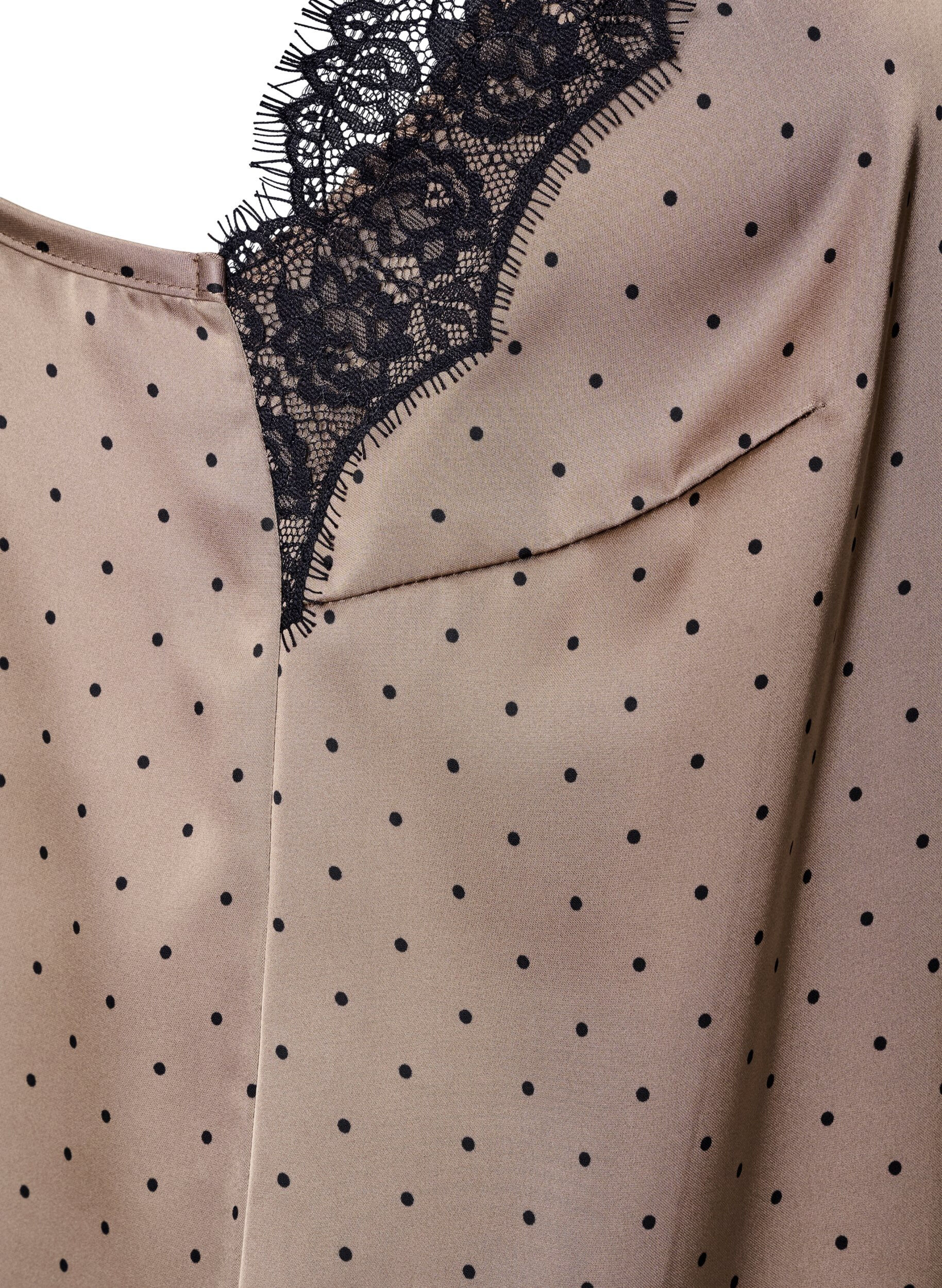 ZizziTop met bandjes en een kanten asymmetrische zoom, Beige, Packshot image number 3
