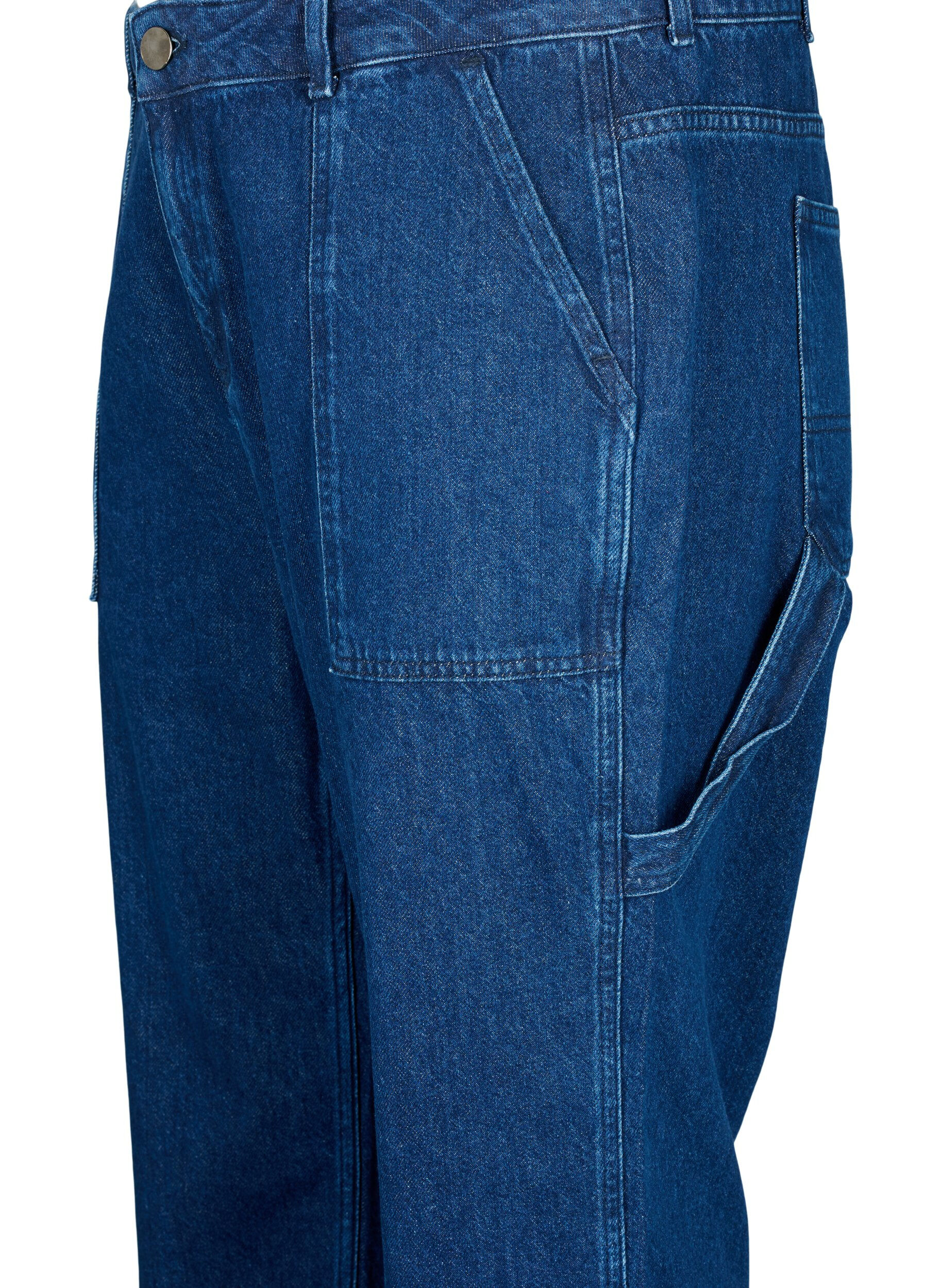 Zizzi Cargo jeans met rechte pijp, Dark blue, Packshot image number 2