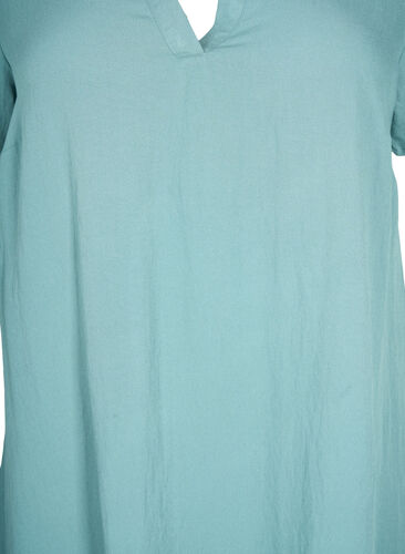 Viscose jurk met korte mouwen en v-hals, Sea Pine, Packshot image number 2